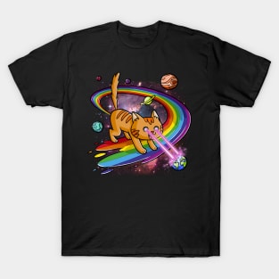 Cute Space Cat Eye Lasers and Rainbow Farts T-Shirt